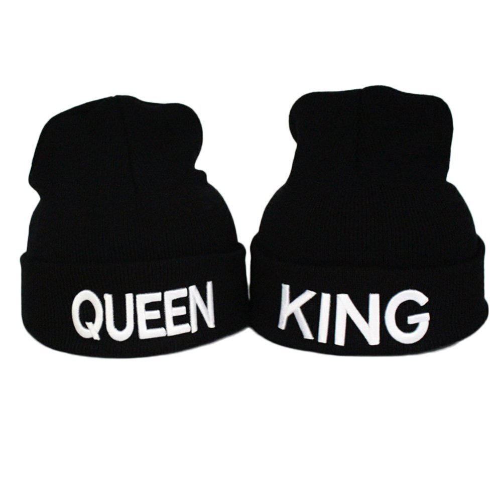 2126 2PCS Fashion King and Queen Skullies Hood Winter Warm Caps Sport